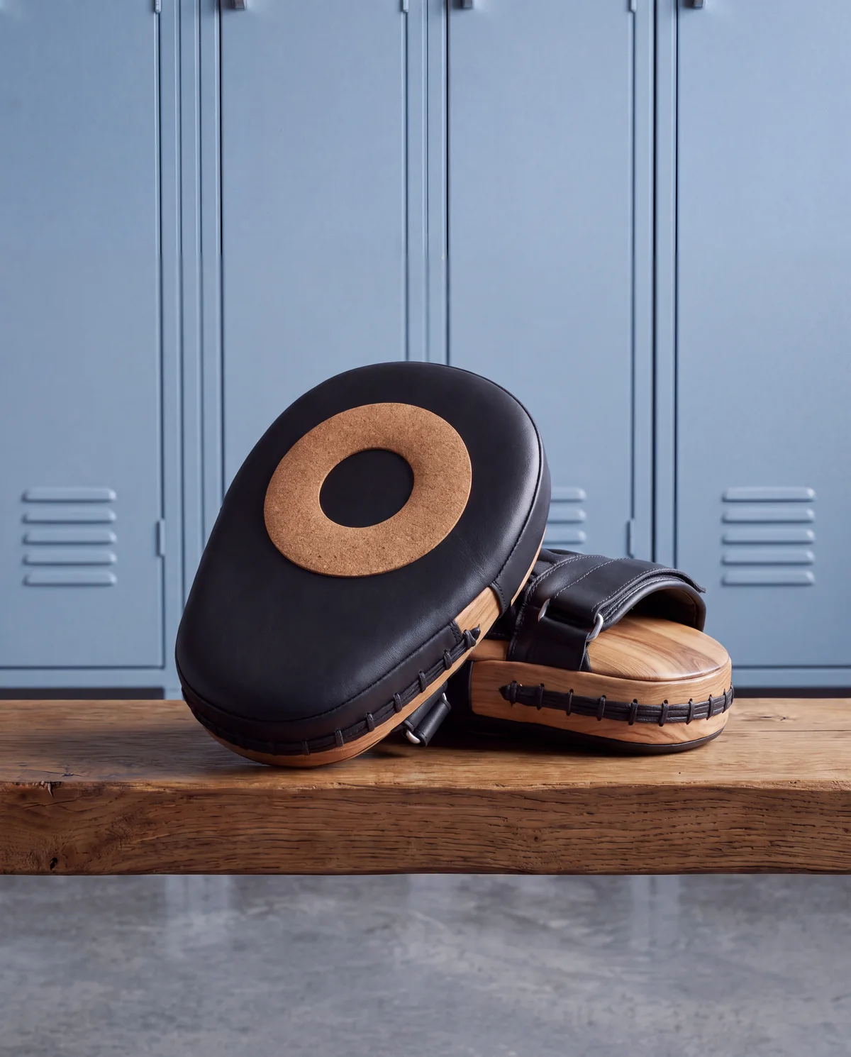 Leather focus mitts, pair